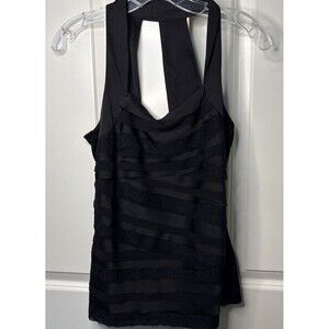 White House Black Market Women’s Black Tiered Front Sleeveless Blouse - Small